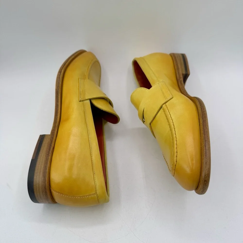 Santoni Famed Penny Loafers Women's Size 8 EU 38 Yellow‎ Ombre Italian Leather
